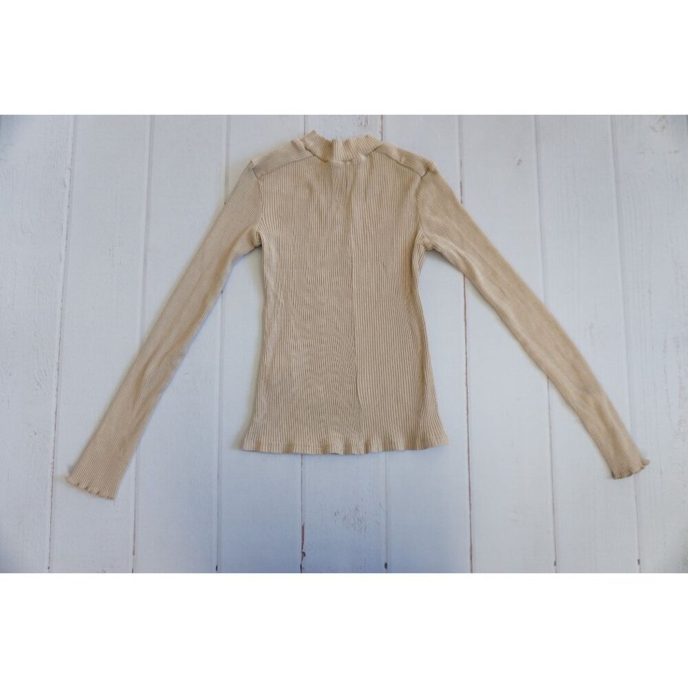 Zara Trafaluc Beige Turtleneck with Pearl Shoulder Embellishments, Size S - Picture 6 of 6